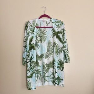 Roz & Ali Tropical Leaf Vacation Cardigan Large